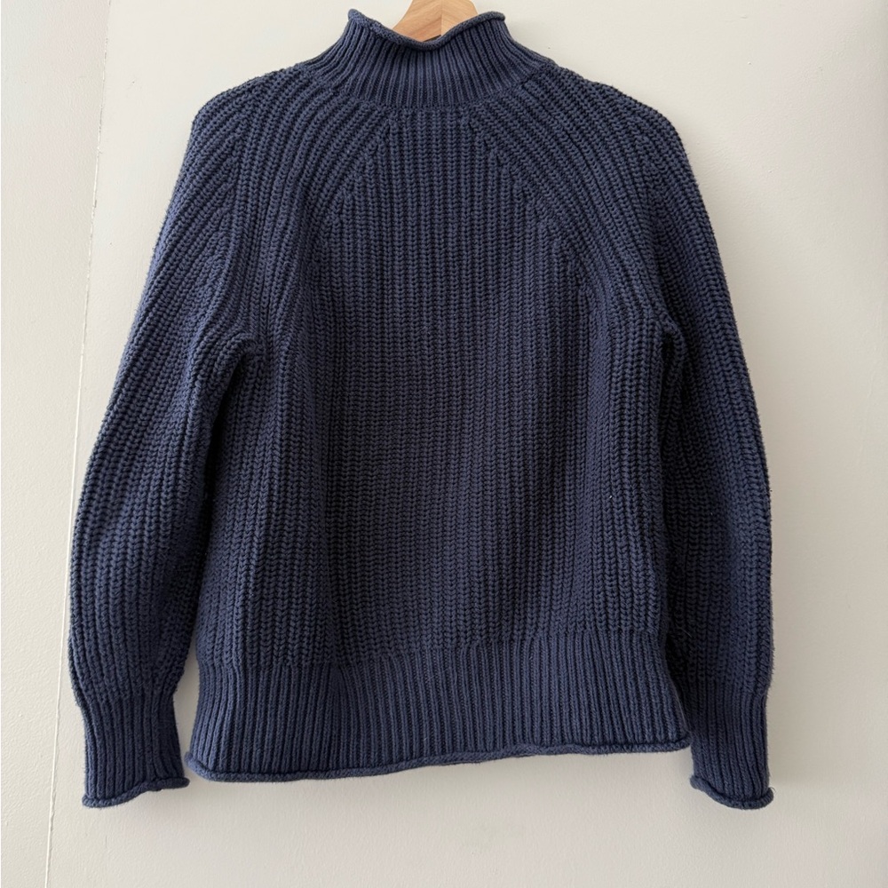 J Crew 100% Cotton Relaxed Rollneck™ sweater in Navy - Picture 3 of 7